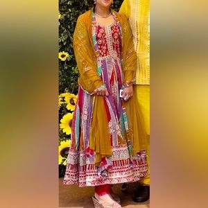 Multi-color custom made Anarkali suit